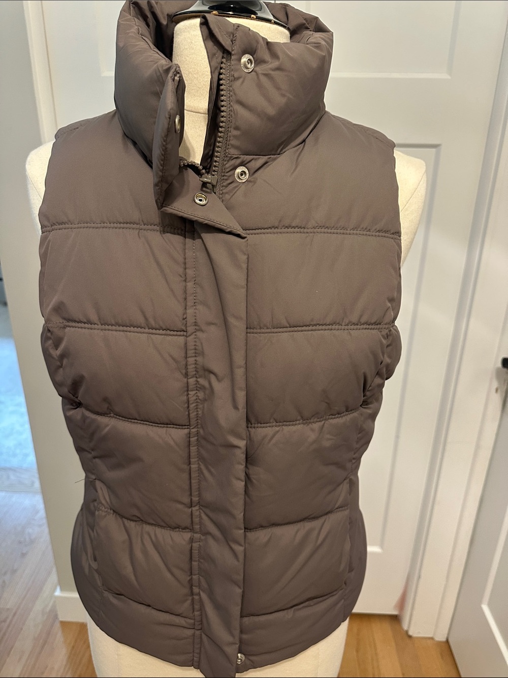 GAP Brown Quilted Puffer Vest with High Collar